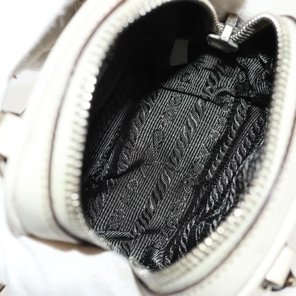 PRADA Pouch Safiano Ivory Silver Auth 157955V - Picture 10 of 16